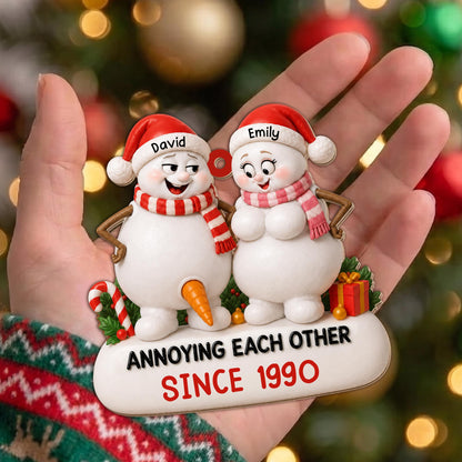 Annoying Each Other Since Funny Snowman Couple Ornament - Personalized Custom Wood Ornament, Custom Shaped - CPL1737_WDO