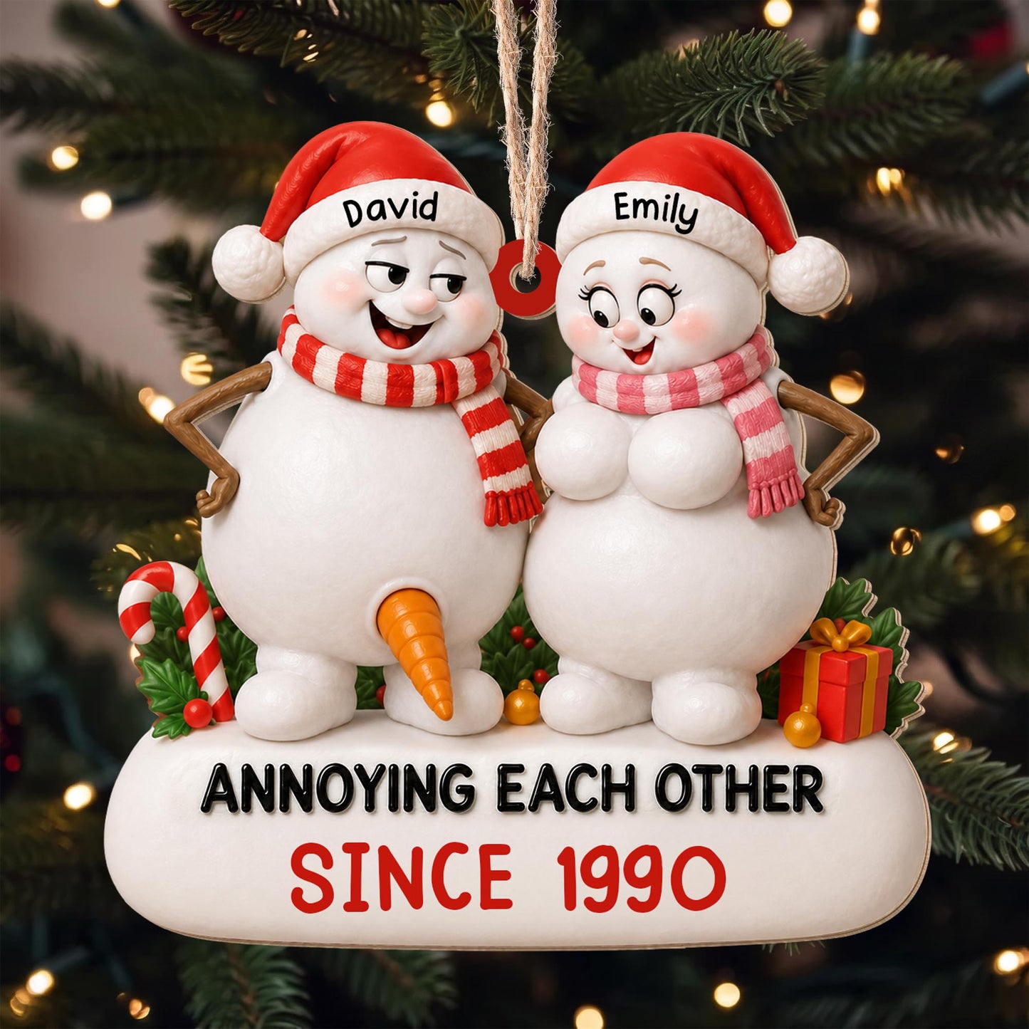 Annoying Each Other Since Funny Snowman Couple Ornament - Personalized Custom Wood Ornament, Custom Shaped - CPL1737_WDO