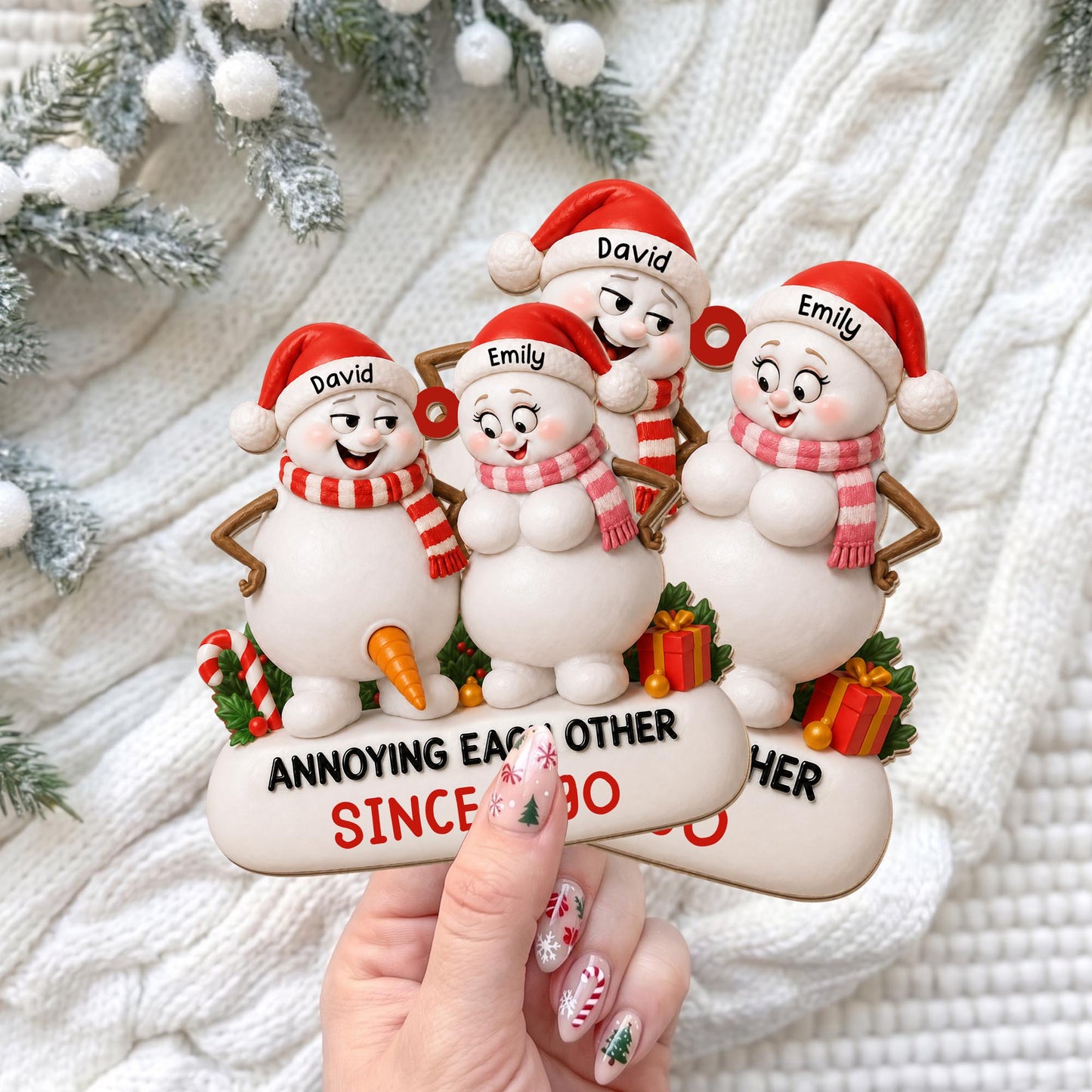 Annoying Each Other Since Funny Snowman Couple Ornament - Personalized Custom Wood Ornament, Custom Shaped - CPL1737_WDO
