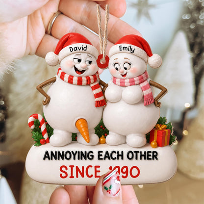 Annoying Each Other Since Funny Snowman Couple Ornament - Personalized Custom Wood Ornament, Custom Shaped - CPL1737_WDO