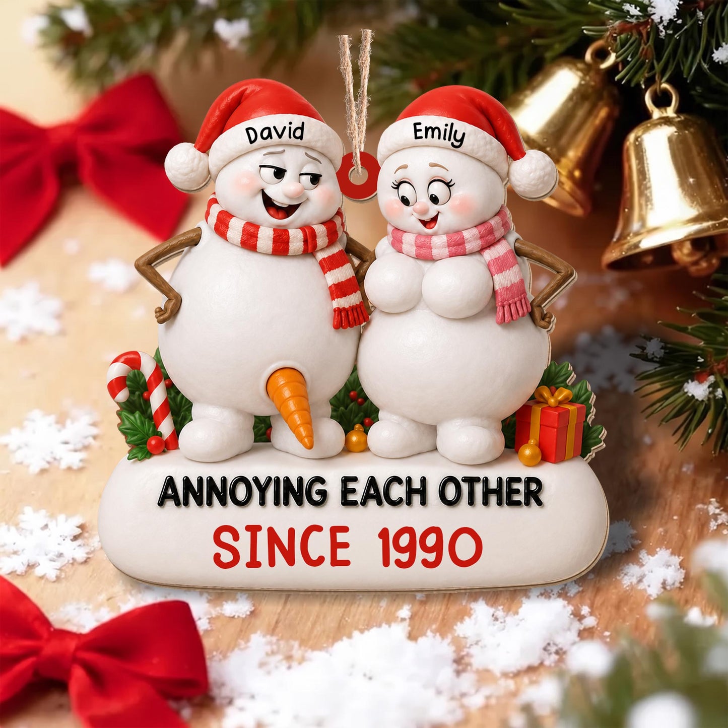 Annoying Each Other Since Funny Snowman Couple Ornament - Personalized Custom Wood Ornament, Custom Shaped - CPL1737_WDO