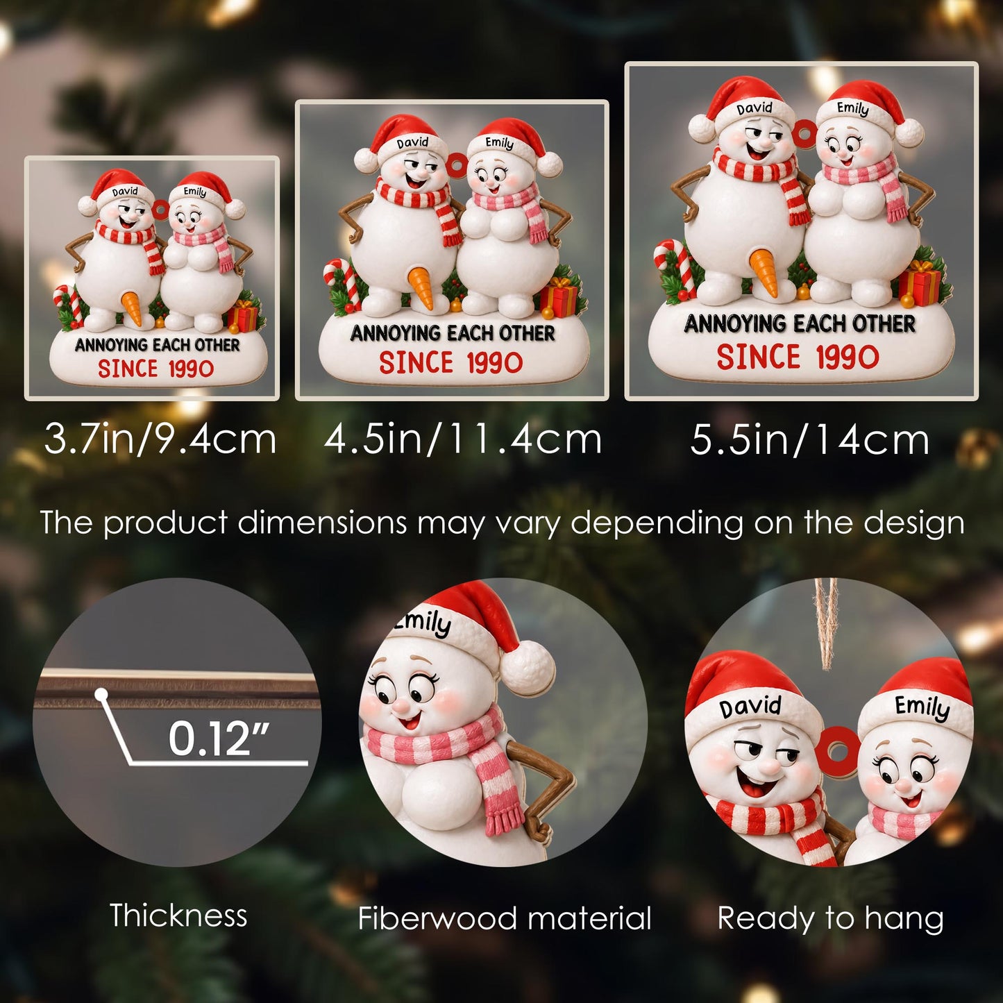 Annoying Each Other Since Funny Snowman Couple Ornament - Personalized Custom Wood Ornament, Custom Shaped - CPL1737_WDO