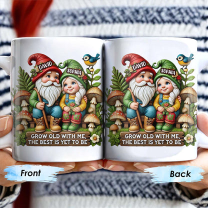 Grow Old With Me Gnome Mug Featuring Birds and Flowers
