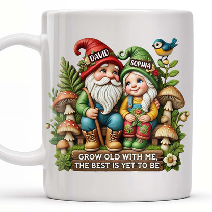 Grow Old With Me Gnome Mug Featuring Birds and Flowers