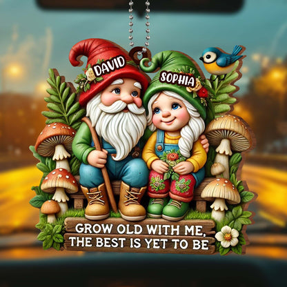 Grow Old With Me, The Best Is Yet To Be Gnome Ornament - Personalized Custom Wood Ornament, Car Hanging Ornament - CPL176_WCA