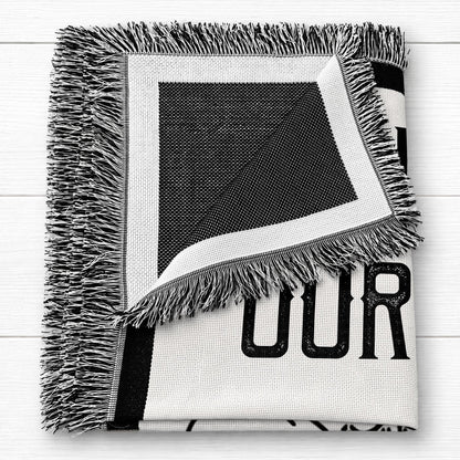 Our Adventure Begins Mountain Landscape Couple - Personalized Woven Blanket - CPL1799_WOBLK