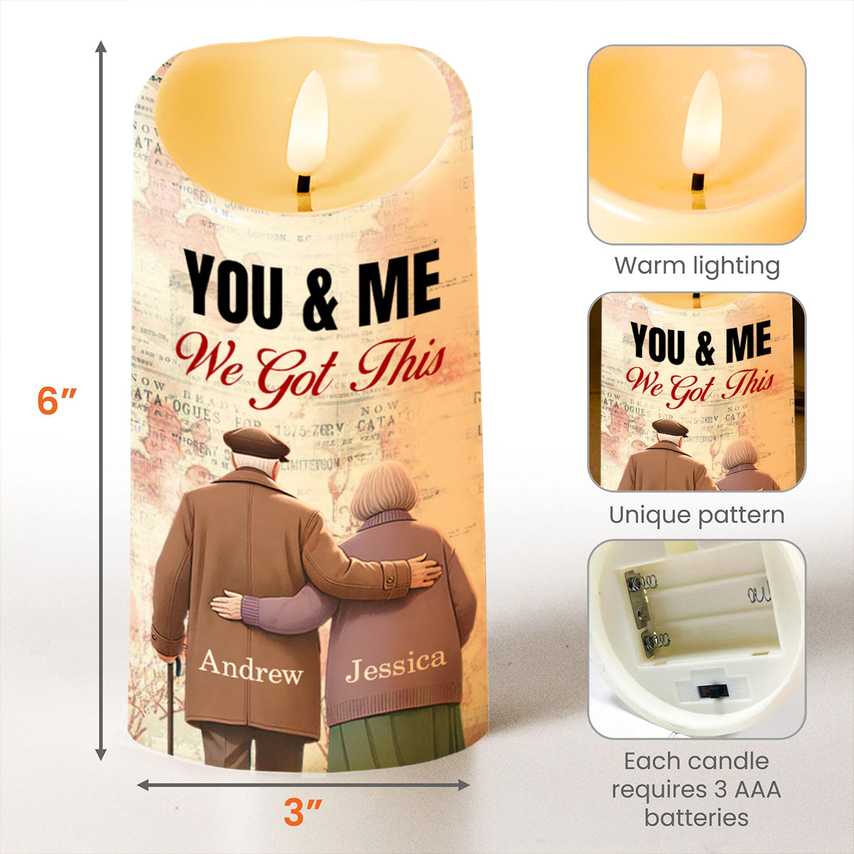 You & Me We Got This, Couple Embrace LED Candle