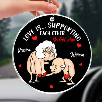 Love Is Supporting Each Other In Old Age With Hearts