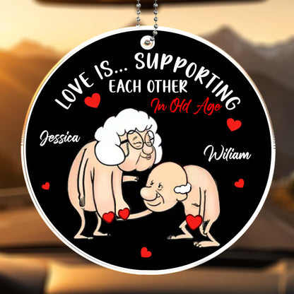 Love Is Supporting Each Other In Old Age With Hearts