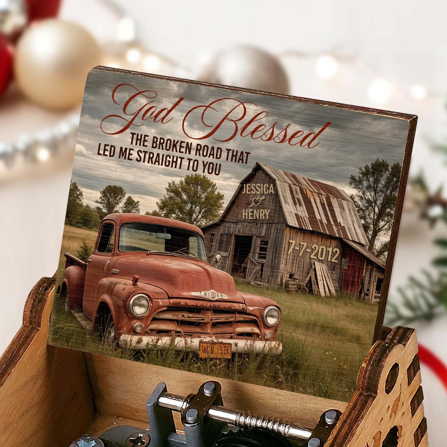 God Blessed The Broken Road That Led Me Straight To You With Old Truck And Barn Design