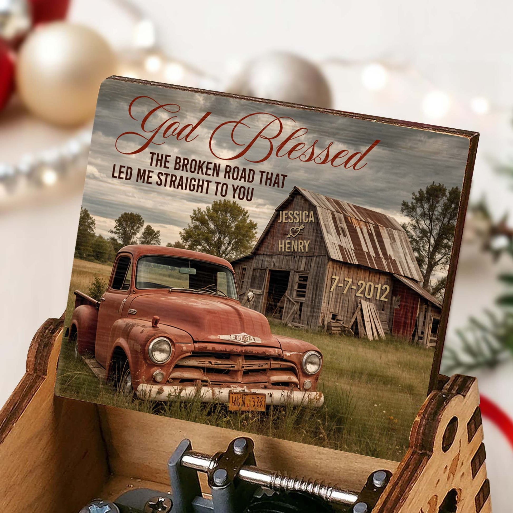 God Blessed The Broken Road That Led Me Straight To You With Old Truck And Barn Design