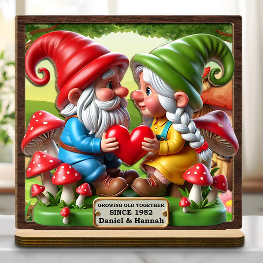 Growing Old Together Since Customized Year With Heart And Gnomes
