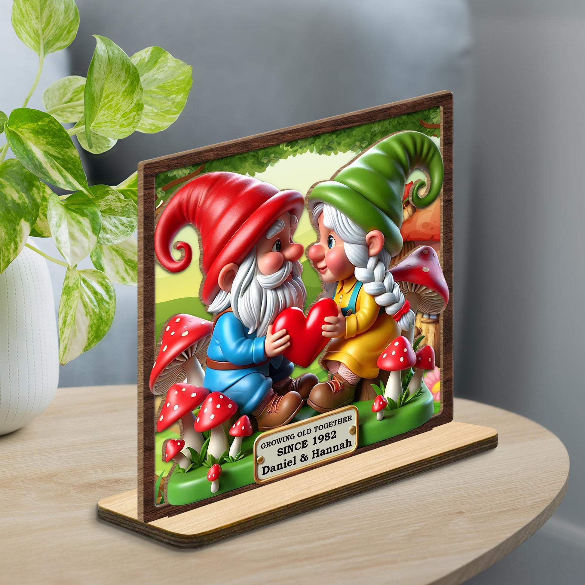 Growing Old Together Since Customized Year With Heart And Gnomes
