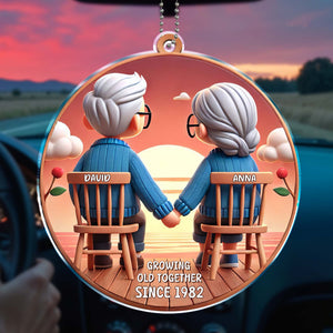 Growing Old Together Couple Holding Hands In Rocking Chairs