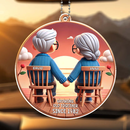 Growing Old Together Couple Holding Hands In Rocking Chairs