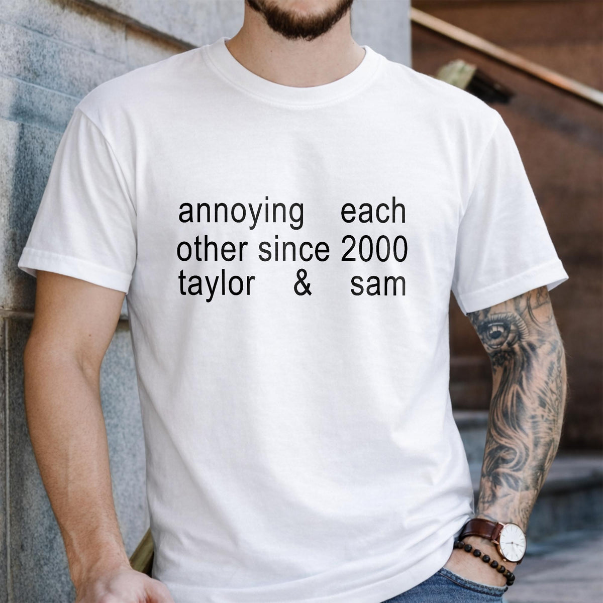 Annoying Each Other Since Personalized Couple T-shirt With Custom Characters - Personalized Custom Unisex T-shirt, Hoodie - CPL1901_WBAS