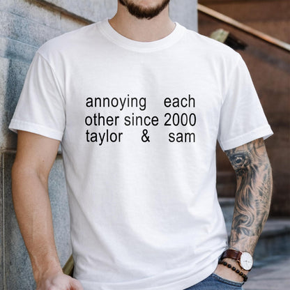 Annoying Each Other Since Personalized Couple T-shirt With Custom Characters - Personalized Custom Unisex T-shirt, Hoodie - CPL1901_WBAS