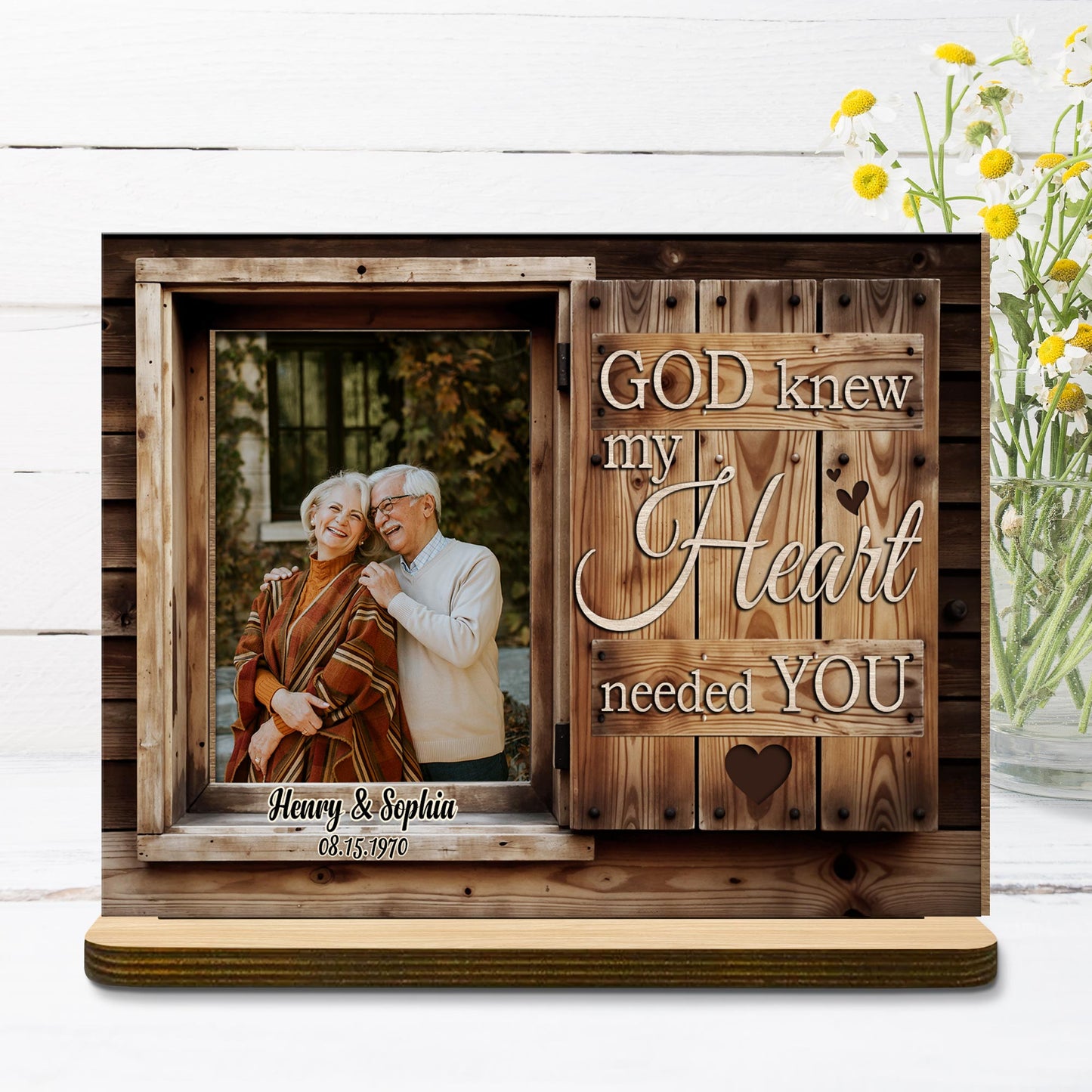 God Knew My Heart Needed You Wood Plaque With Hearts