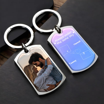 Always Under The Same Sky Connecting States - Personalized Custom Keychain - CPL207_KCH