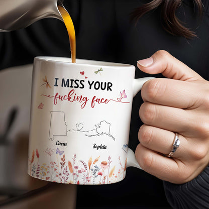 I Miss Your Loving Face With Heart String And Floral Design