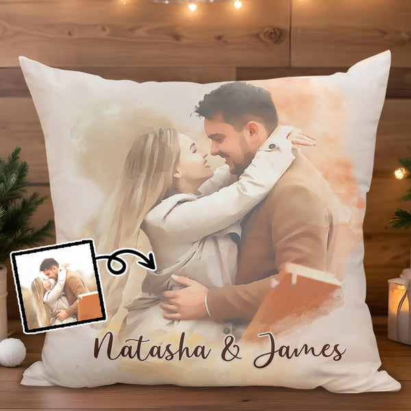 Celebra tu amor con una almohada personalizable "Abrazo de pareja" - Almohada personalizada, relleno incluido - CPL213_PLW