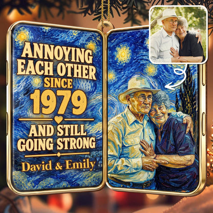 Annoying Each Other And Still Going Strong Starry Night Couple Art - Personalized Custom Wood Ornament, Custom Shaped - CPL2155_WDO