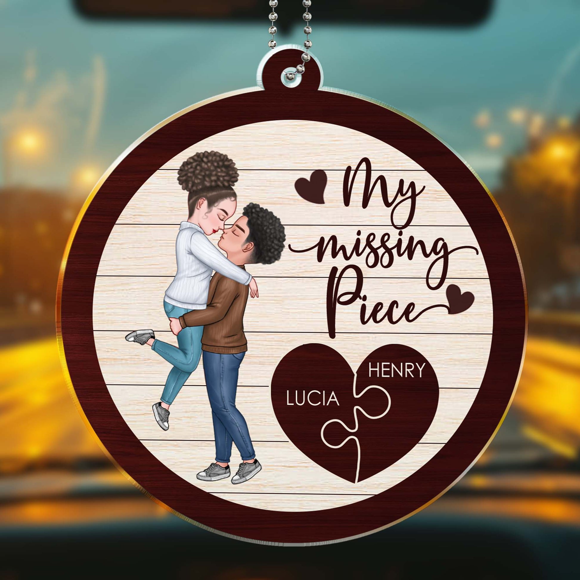 My Missing Piece With Couple And Heart Puzzle Design