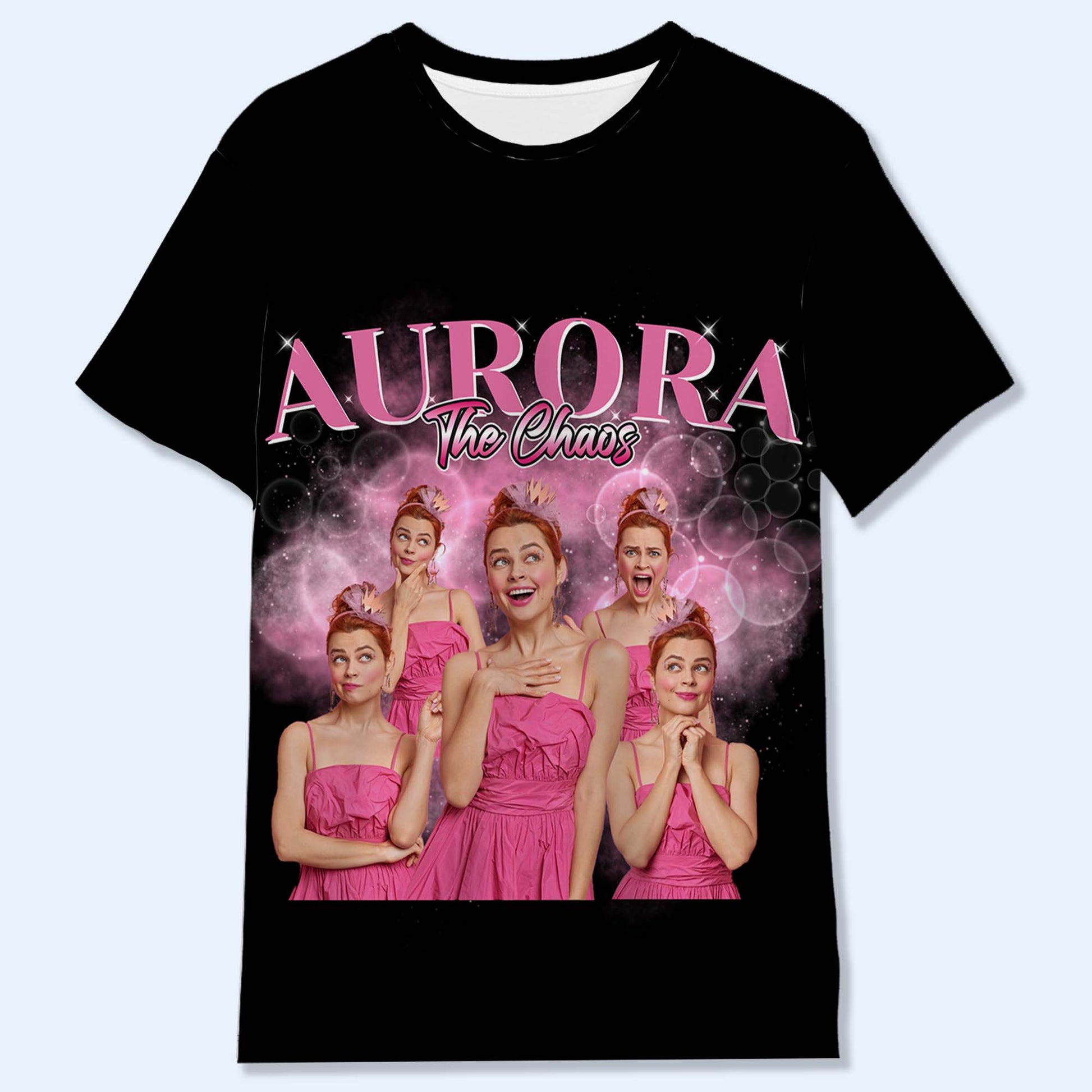 Aurora The Chaos With Cosmic Background and Pink Dress Imagery
