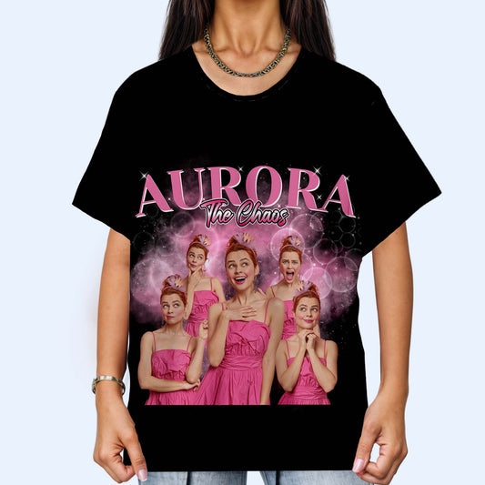 Aurora The Chaos With Cosmic Background and Pink Dress Imagery