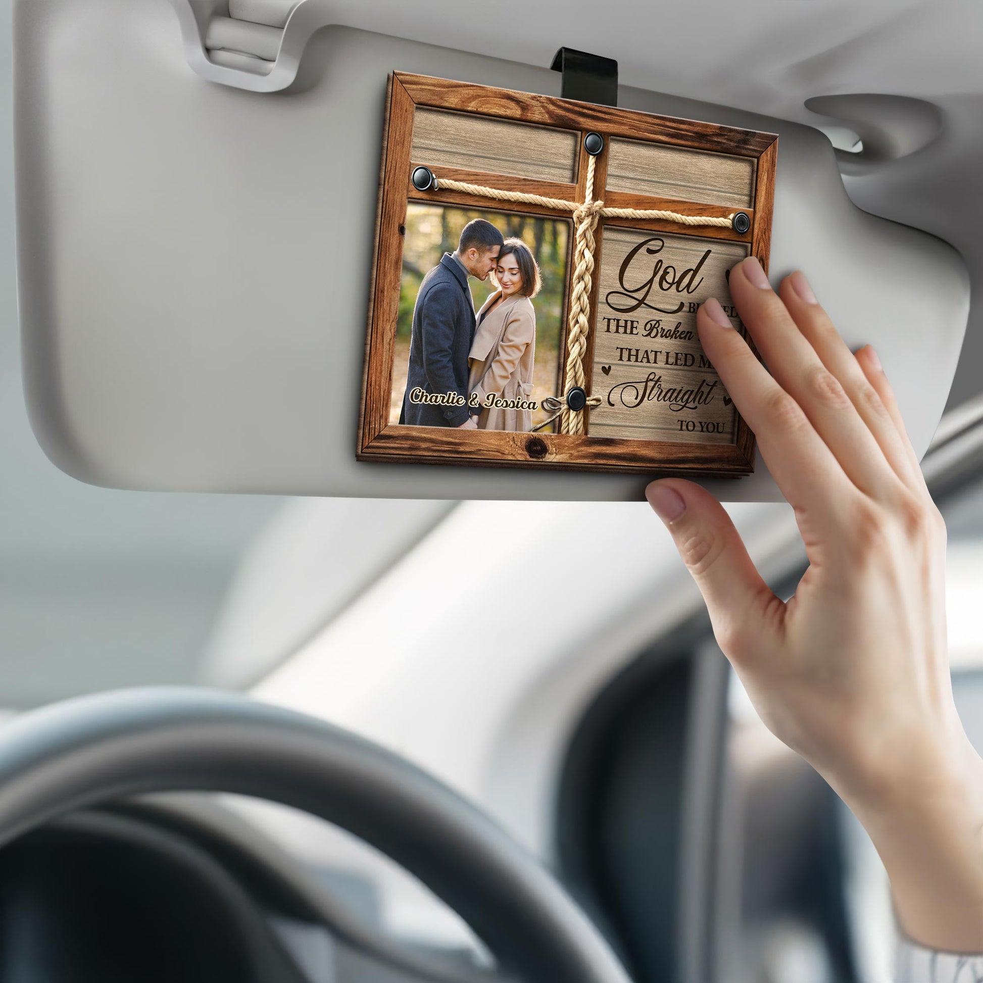 God Blessed The Broken Road Customized Visor Clip