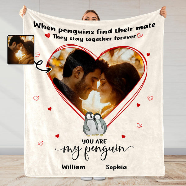 Penguin Couple Forever Love Throw Blanket