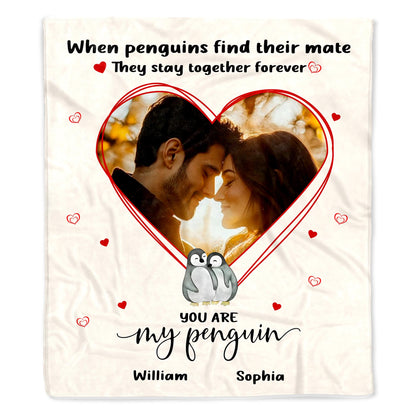Penguin Couple Forever Love Throw Blanket