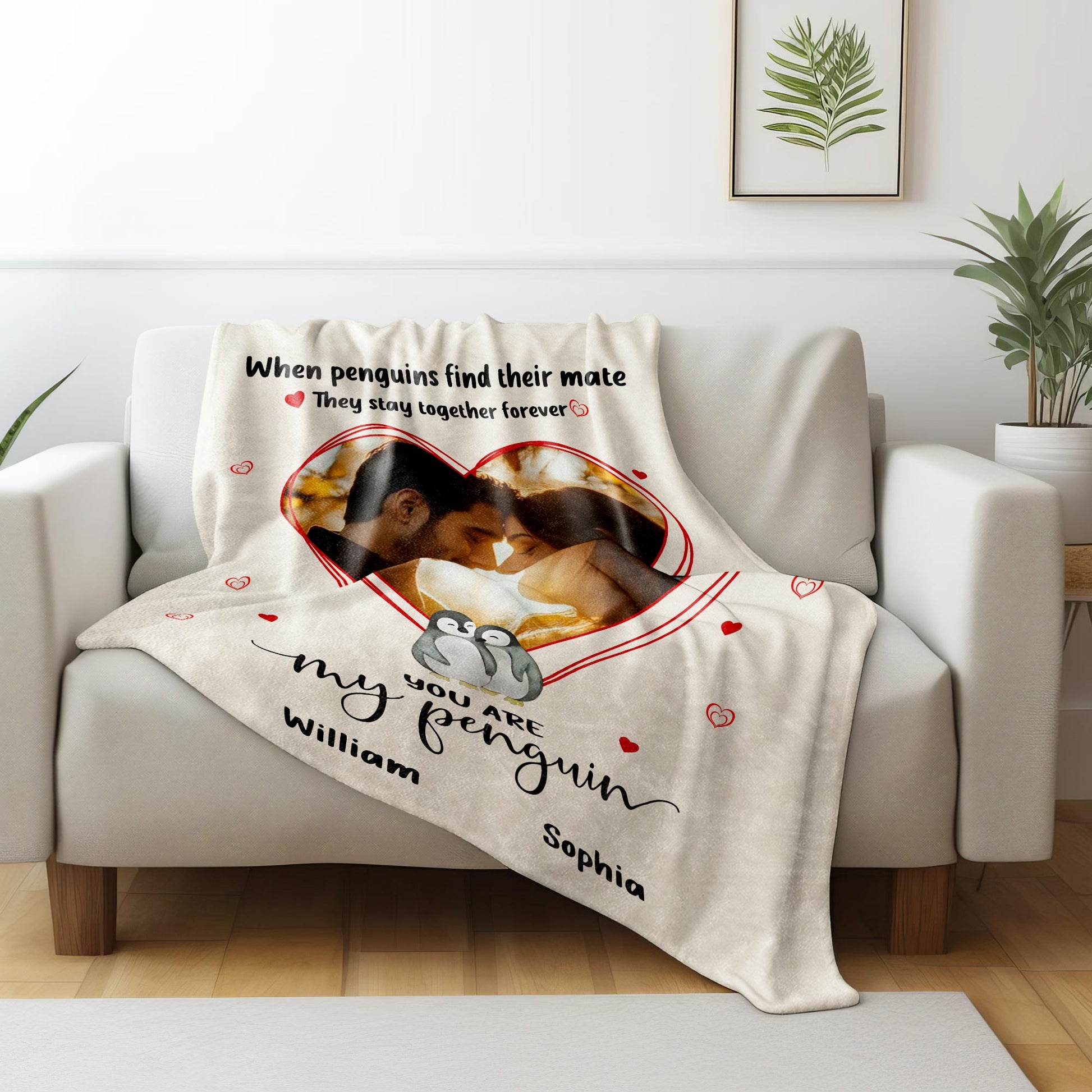 Penguin Couple Forever Love Throw Blanket