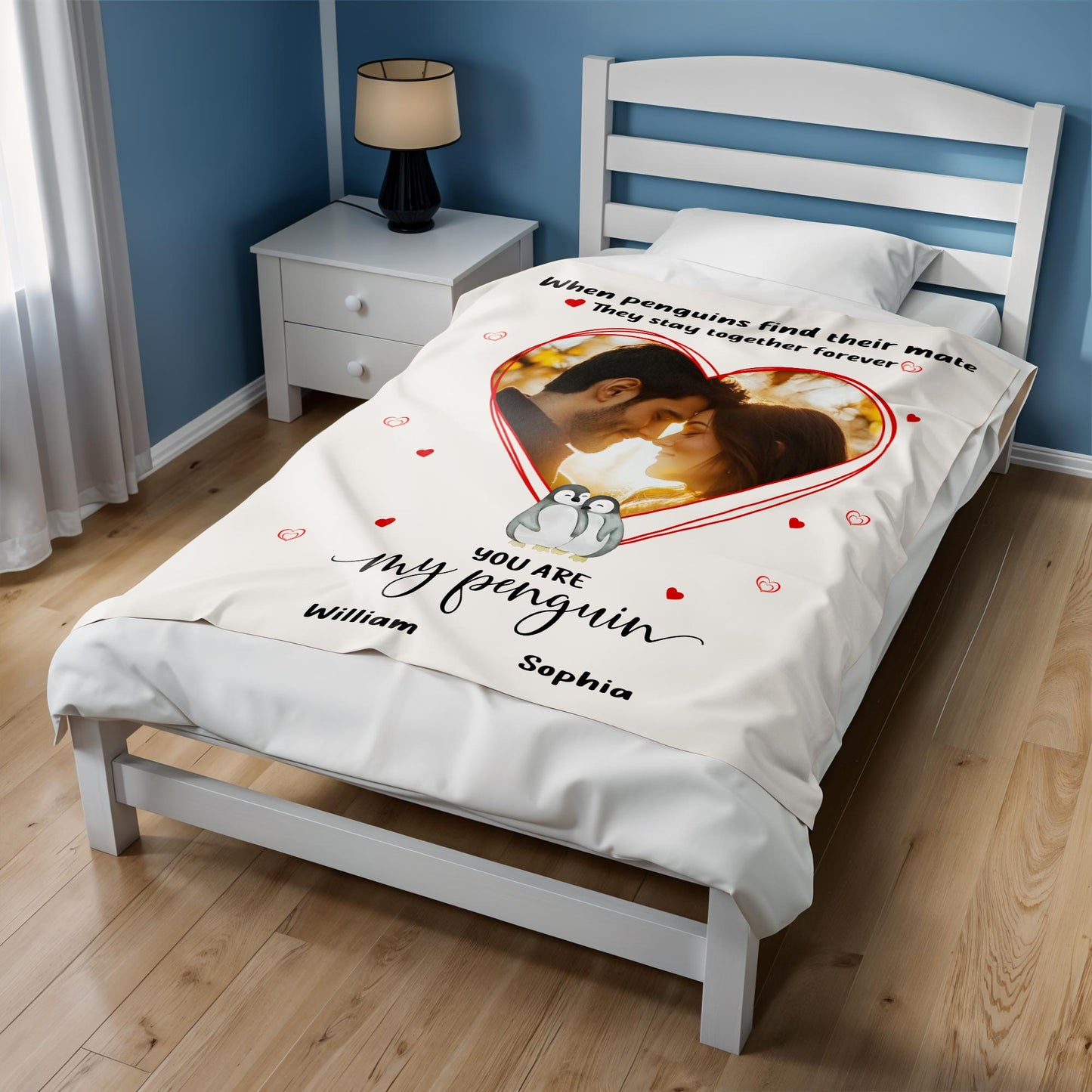 Penguin Couple Forever Love Throw Blanket