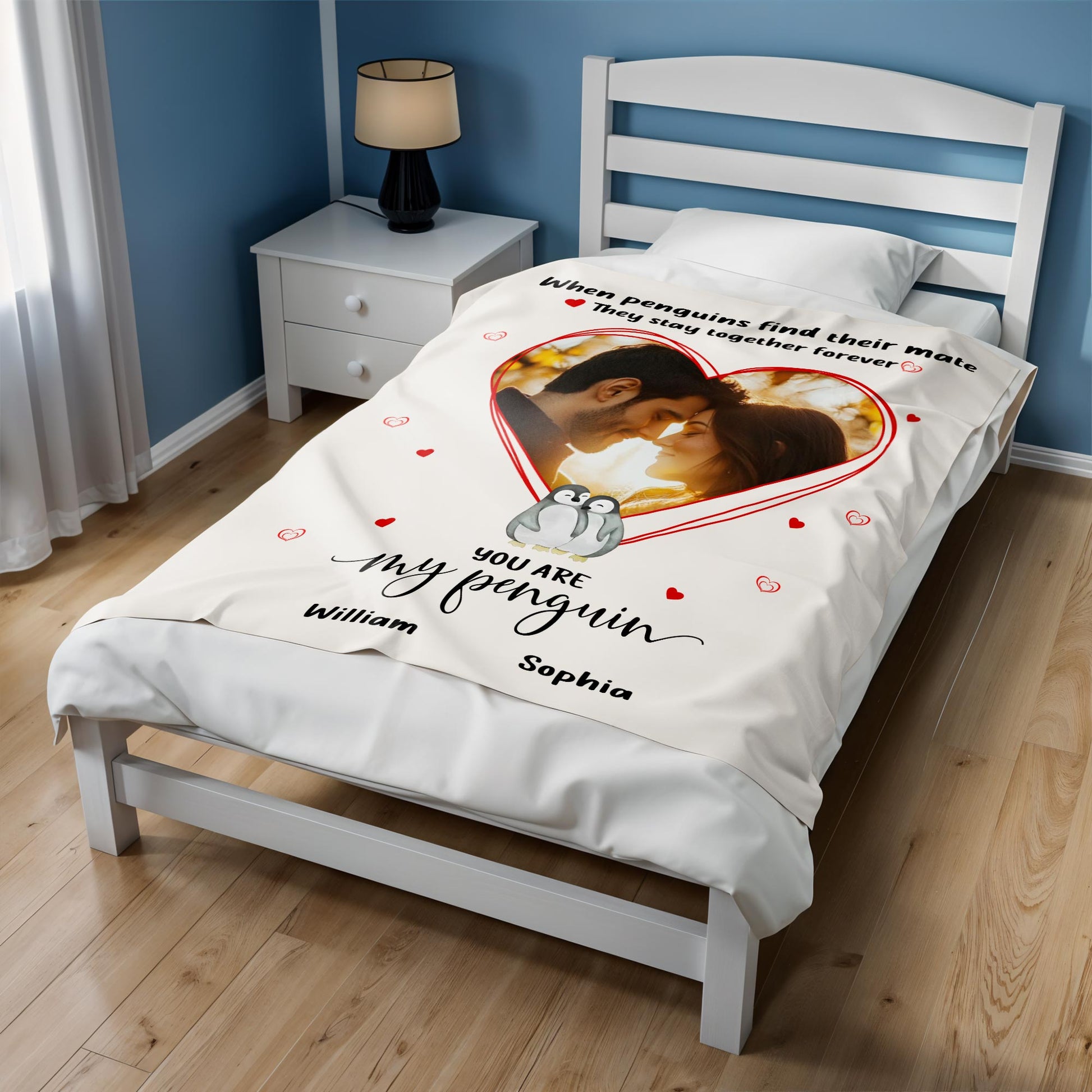 Penguin Couple Forever Love Throw Blanket