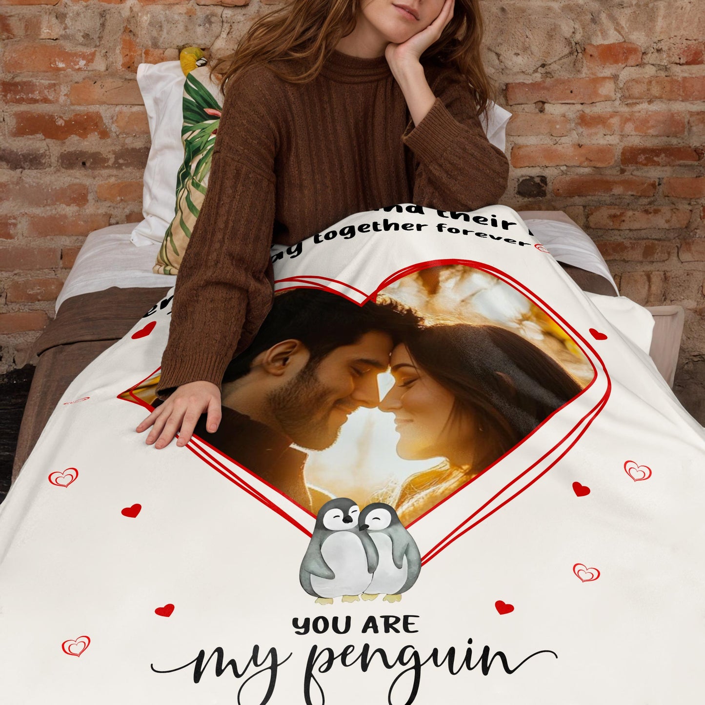 Penguin Couple Forever Love Throw Blanket