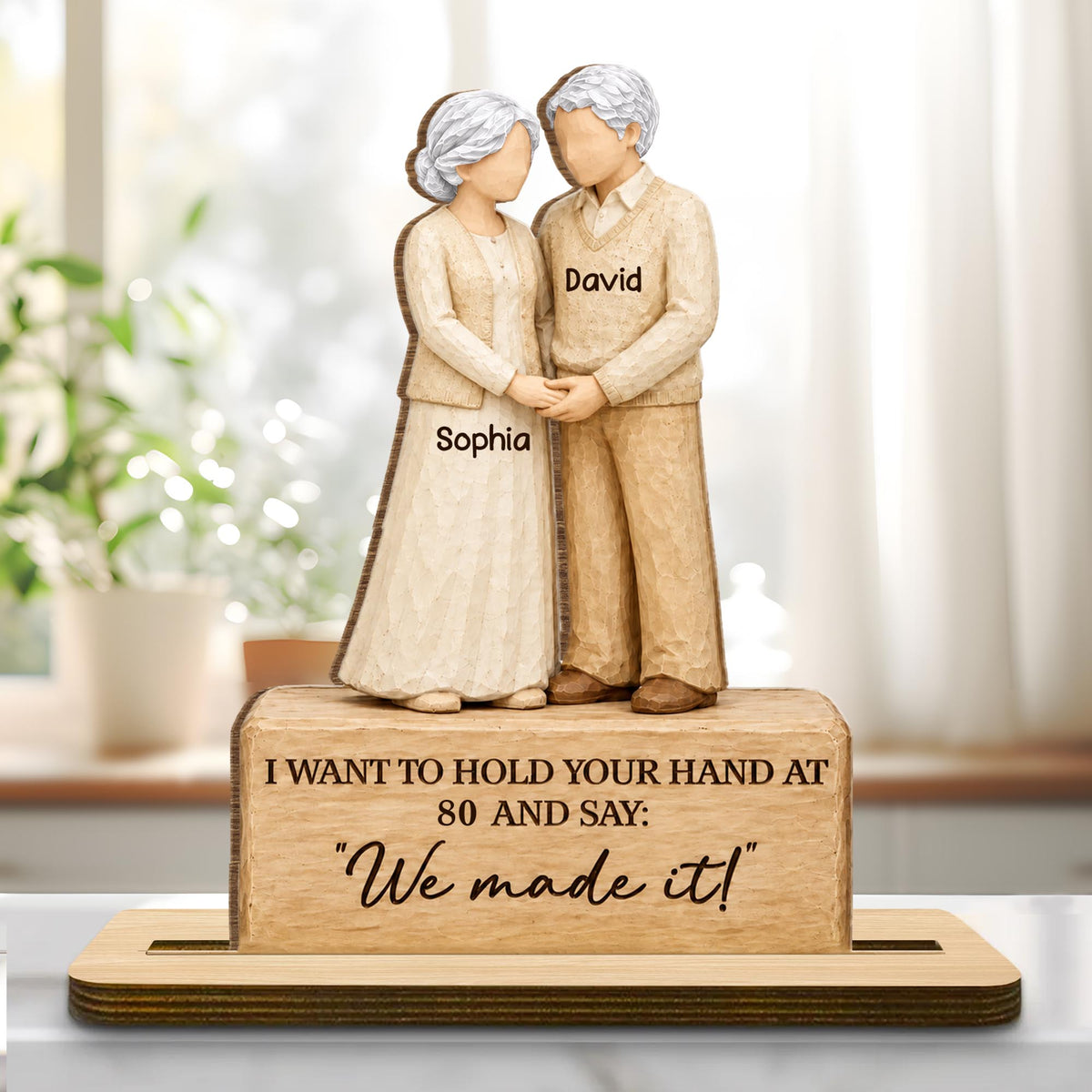 I Want To Hold Your Hand, We Made It, Holding Hands Couple - Personalized Custom 2-Layer Wood Plaque With Flat Base - CPL2247_WPLA