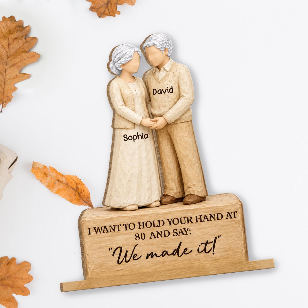 I Want To Hold Your Hand, We Made It, Holding Hands Couple - Personalized Custom 2-Layer Wood Plaque With Flat Base - CPL2247_WPLA