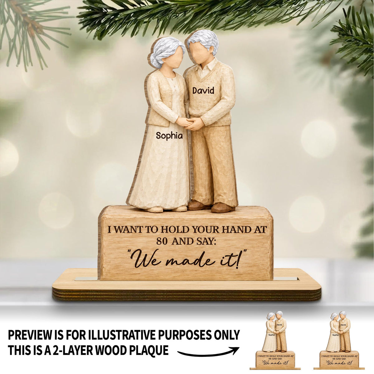 I Want To Hold Your Hand, We Made It, Holding Hands Couple - Personalized Custom 2-Layer Wood Plaque With Flat Base - CPL2247_WPLA