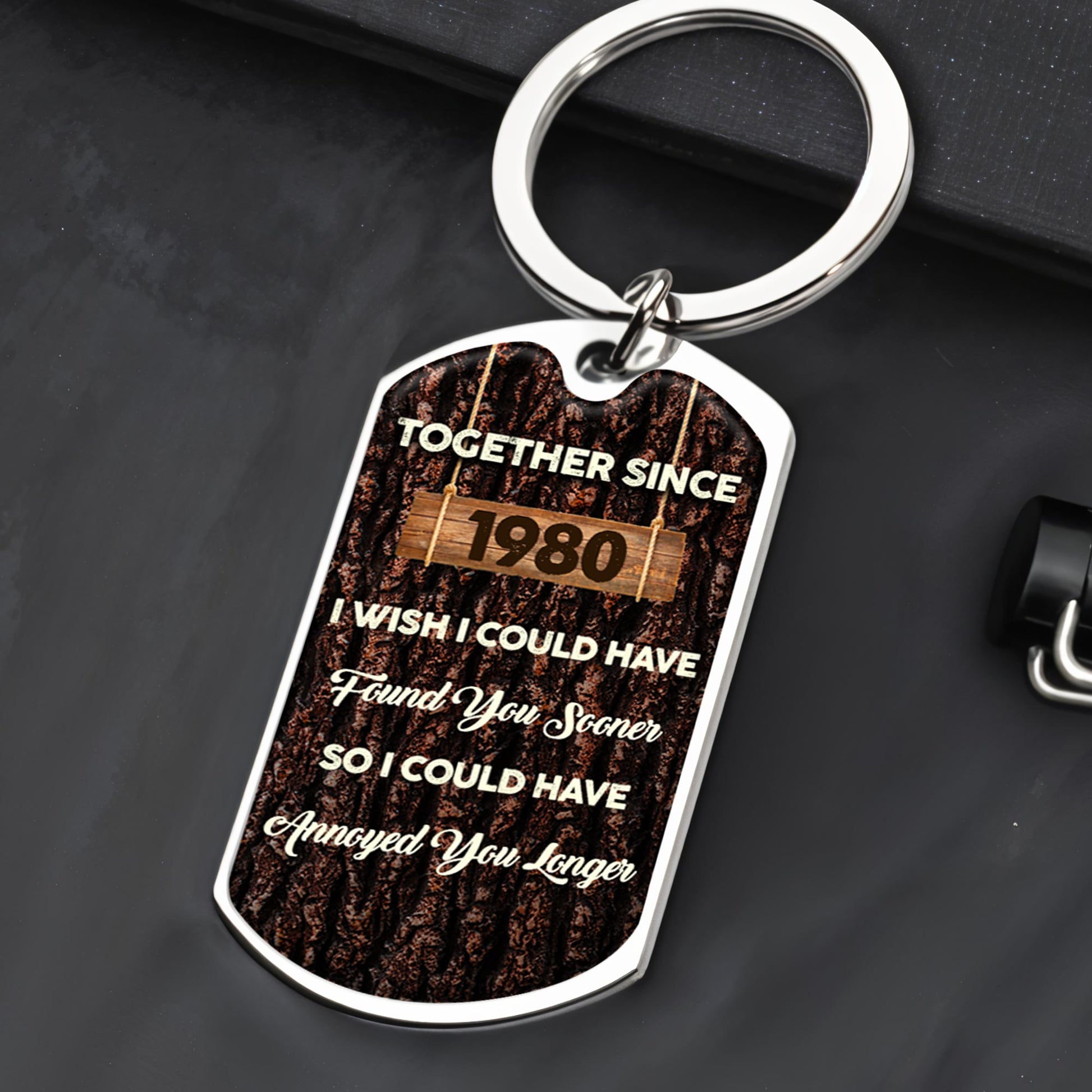 Together Since 1980 Wood Texture Love Message