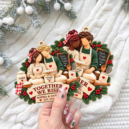 Together We Rise, Sourdough Baking Couple With Flour And Rolling Pin - Personalized Custom Wood Ornament, Custom Shaped - CPL2267_WDO