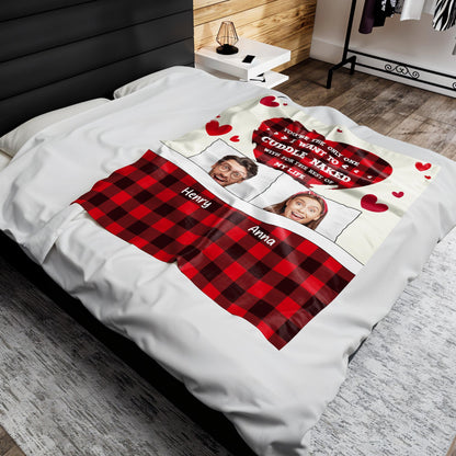 Cuddling Naked Forever Romantic Quote With Hearts And Plaid Design