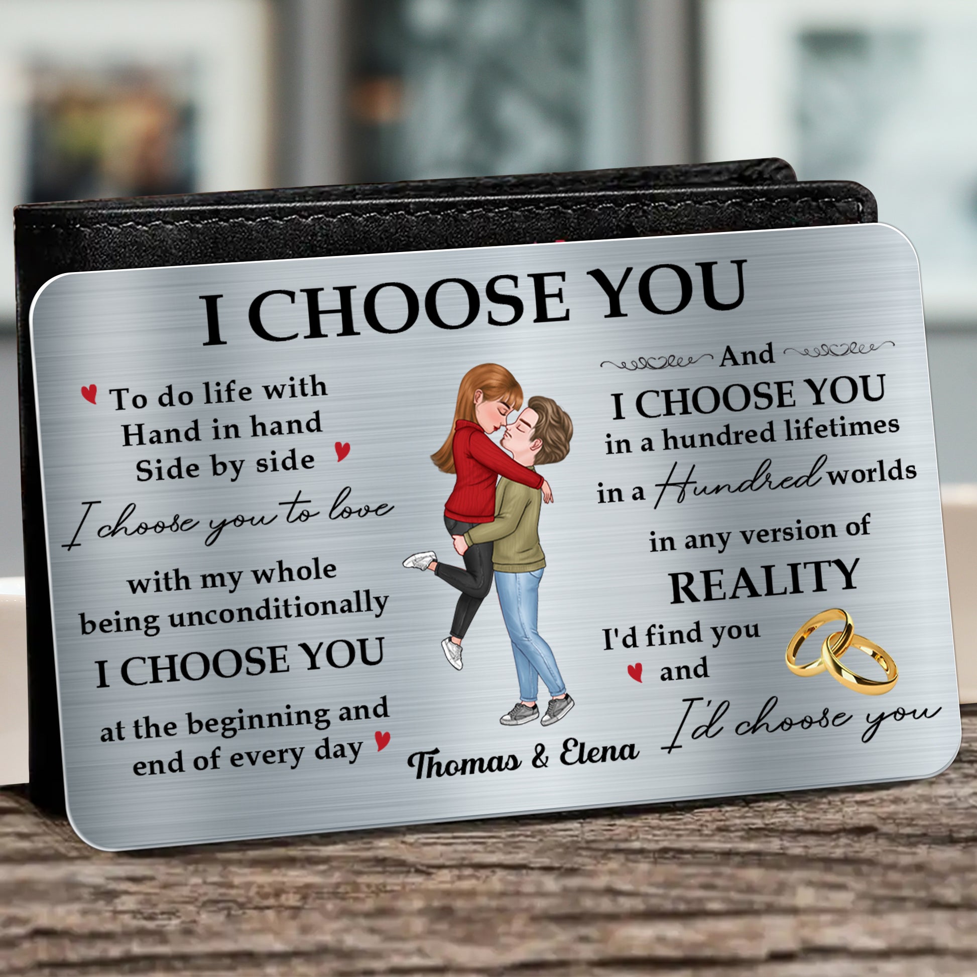 Hand In Hand Side By Side, I Choose You Quote With Couple And Rings
