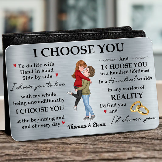Hand In Hand Side By Side, I Choose You Quote With Couple And Rings