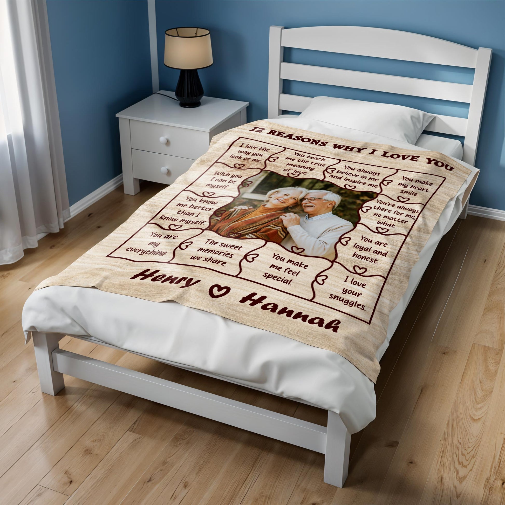 12 Reasons Why I Love You, Sweet Memories And Heartfelt Quotes Blanket