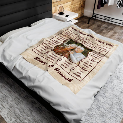12 Reasons Why I Love You, Sweet Memories And Heartfelt Quotes Blanket