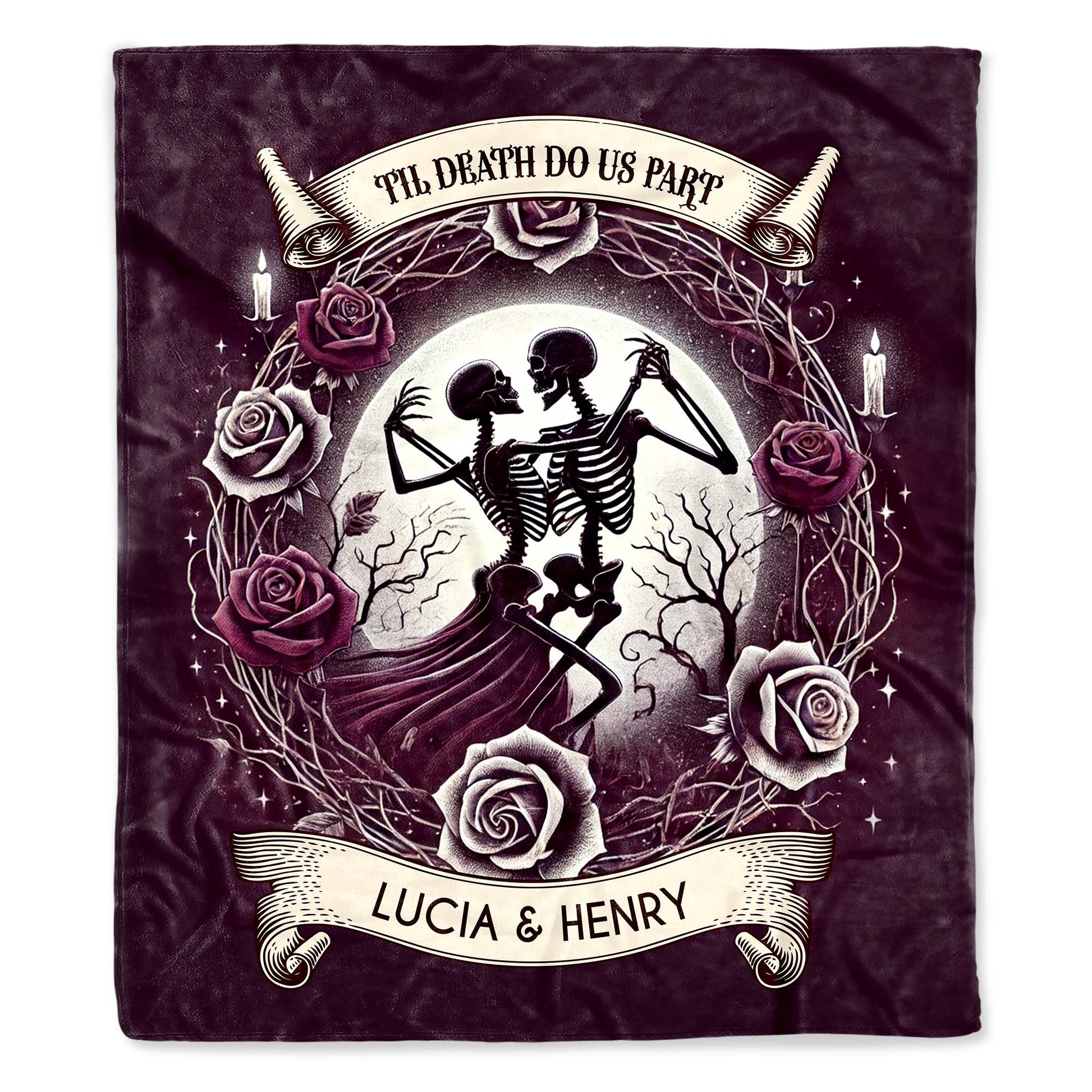 'Til Death Do Us Part' Skeletons And Roses Blanket