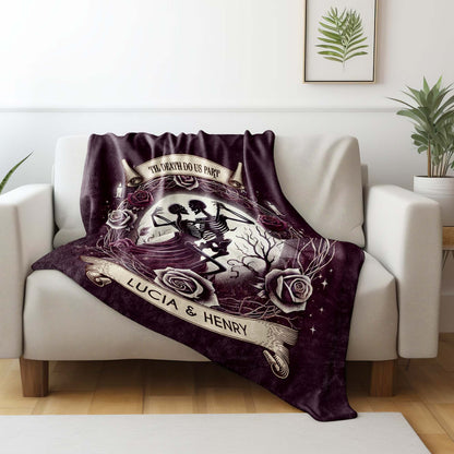 'Til Death Do Us Part' Skeletons And Roses Blanket