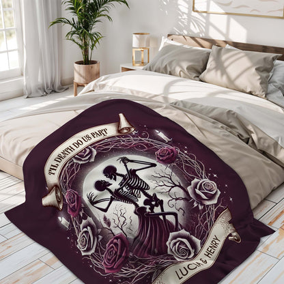 'Til Death Do Us Part' Skeletons And Roses Blanket