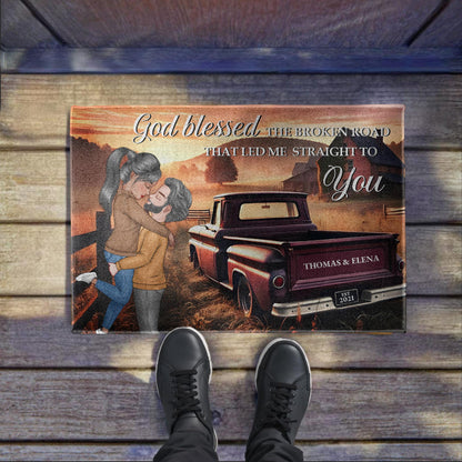 God Blessed The Broken Road Couple And Pickup Truck